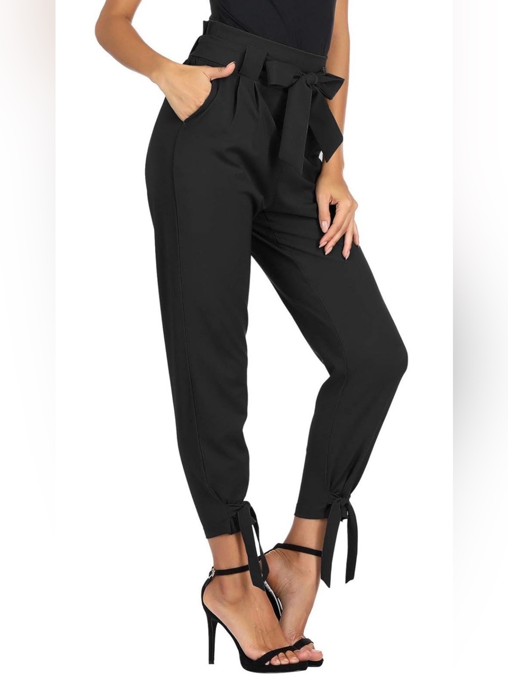 GRACE KARIN High Waist with Pockets Bow-Knot Cropped Paper Bag Pants size s